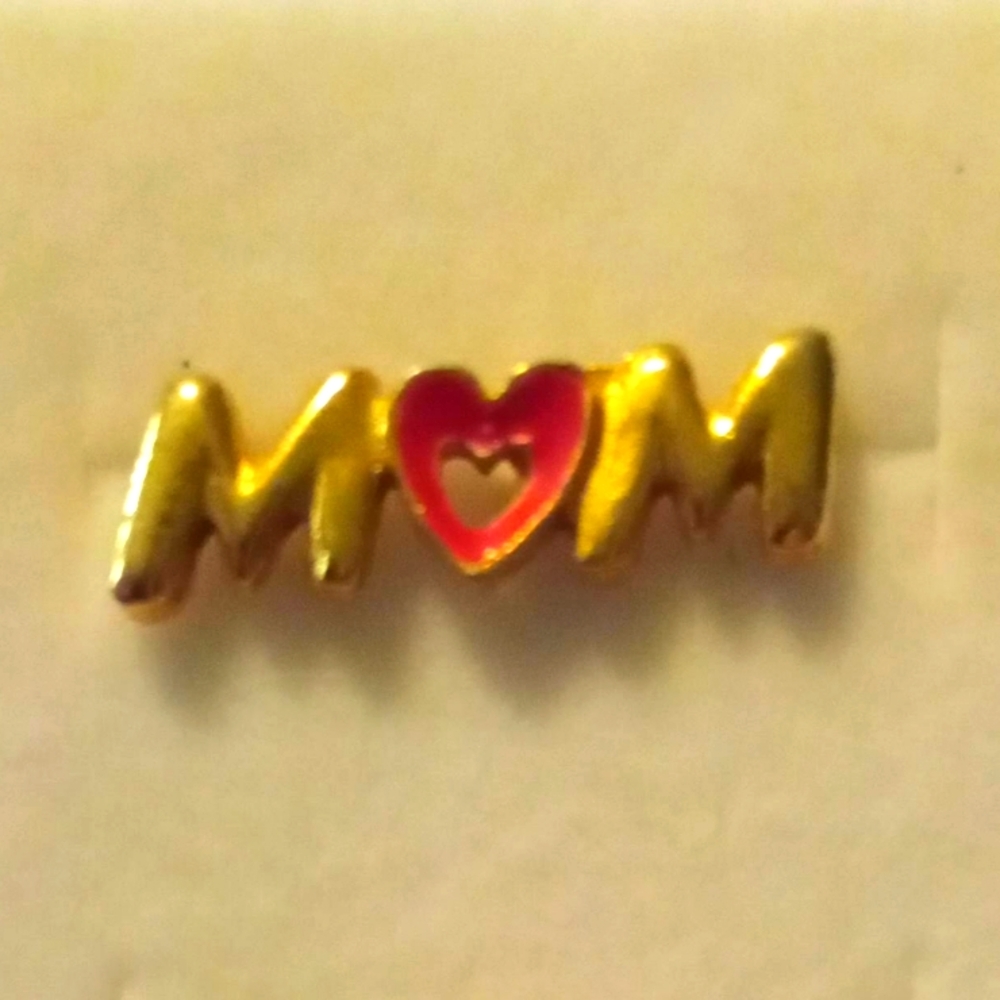 Gold and Red 'Mom' Hatpin Pendant